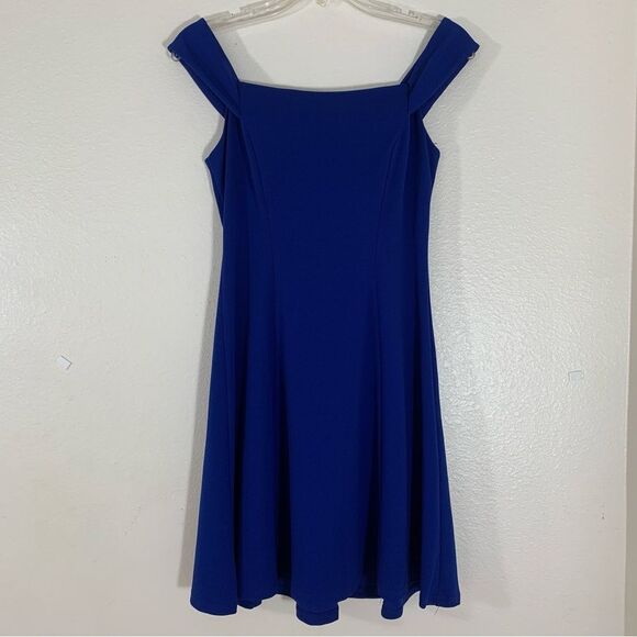 Teeze Me Junior's Off The Shoulder Hoco Pocket Cocktail Party Dress Blue Size 7 - Picture 1 of 8